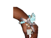 Barbie Inspired Tiffany Blue Flowered Bow &  Lock Bracelet