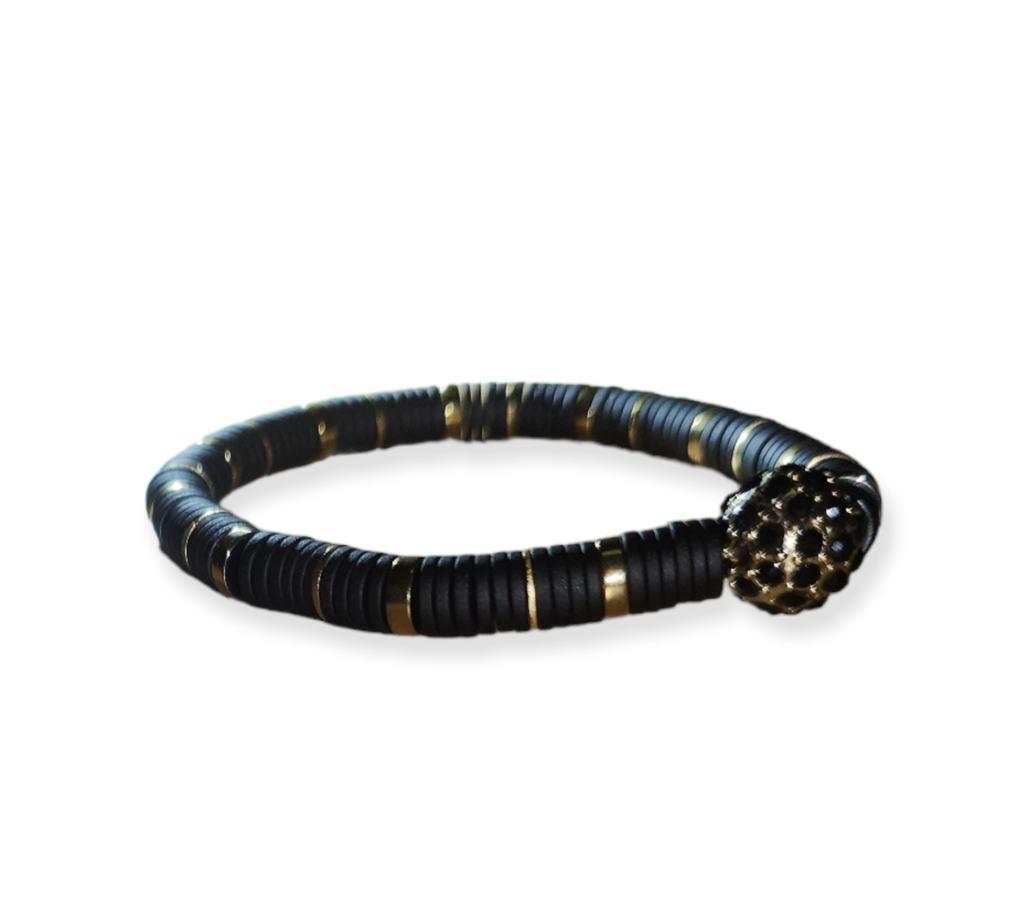 Black & Gold Heishi w charm