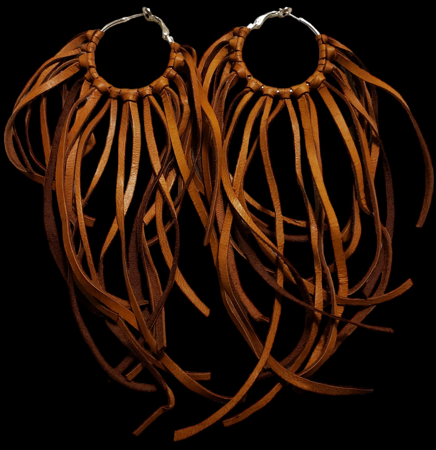 Boho Leather Fringed Earrings – Handcrafted Statement Jewelry