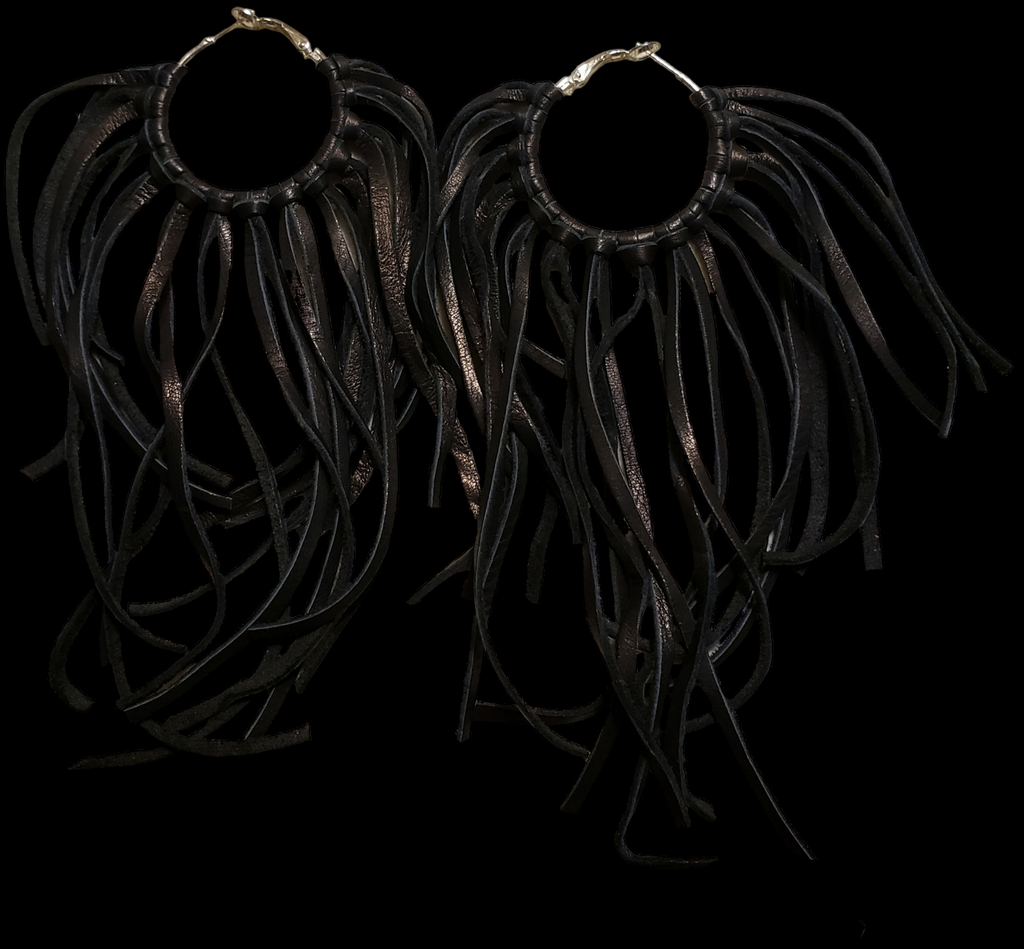 Boho Leather Fringed Earrings – Handcrafted Statement Jewelry