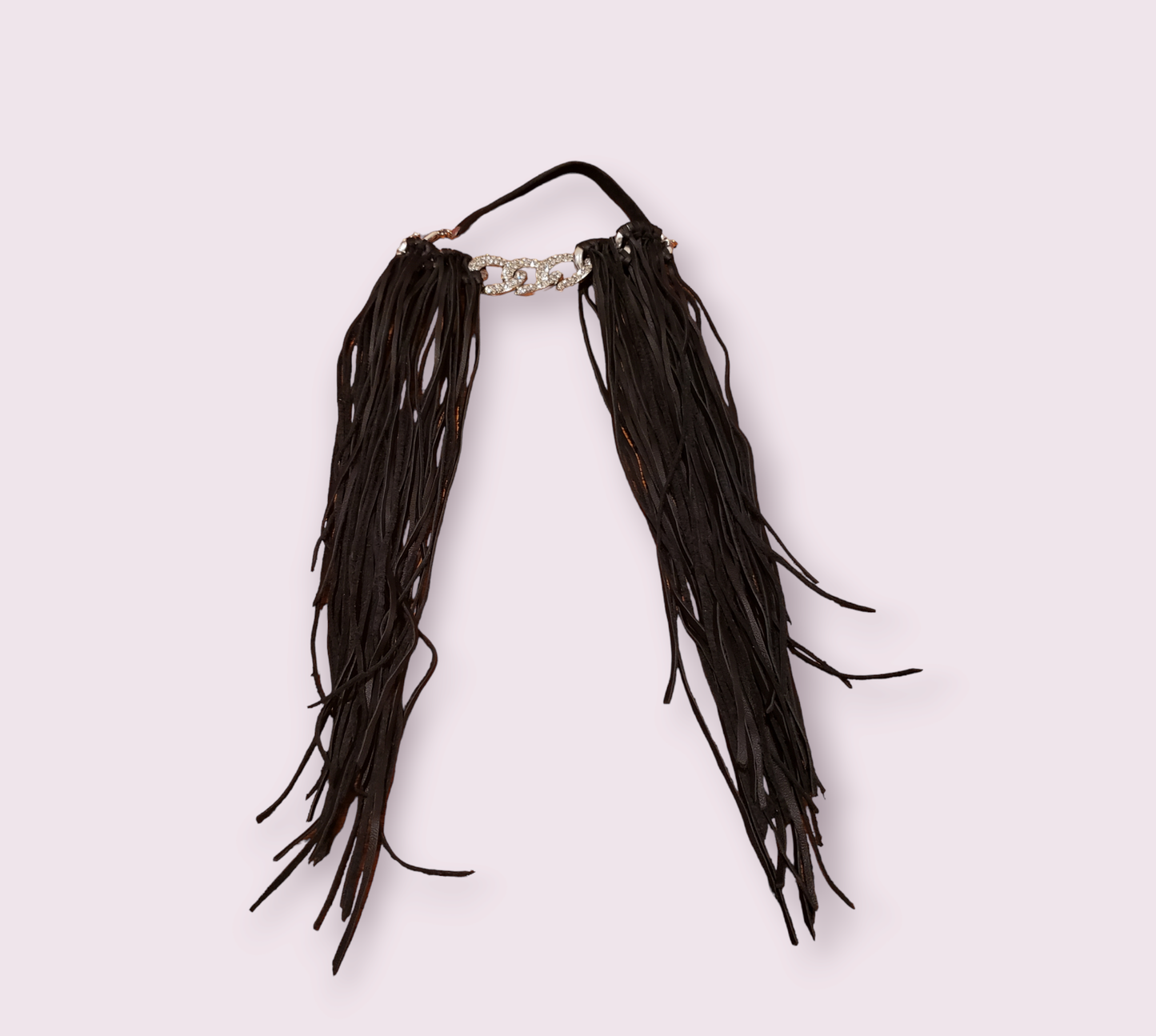 Star Studded Black Leather Fringe
