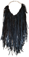 Black Fringed Patented Leather