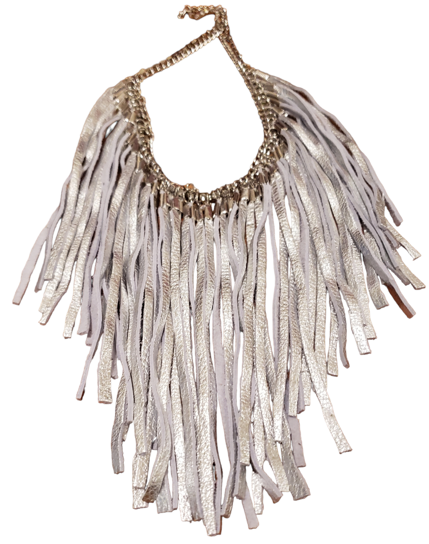 Silver Dangling Leather Strips