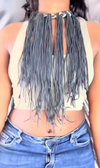 Blinged-Out Antique Gold & Leather Fringe