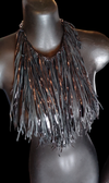 Black Fringed Patented Leather