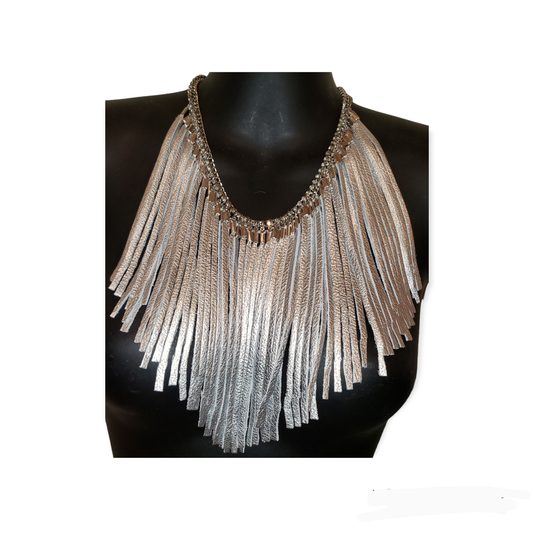 Silver Dangling Leather Strips