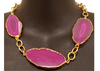 Hot Pink Geode Agate Dipped in Gold Three